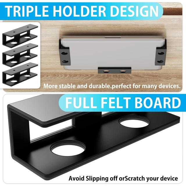 Alt view image 6 of 7 - 6 PCS Under Desk Laptop Mount with Anti-Scratch Silicone Pad Under Desk Holder Mount Shelf for Laptop Keyboard Storage