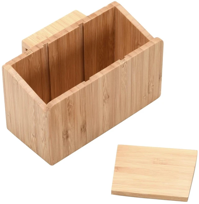 Alt view image 2 of 7 - Bamboo Caddy Add-On for Bamboo Charging Station Organizers; Compartment and cubby space fits pens, keys, and other small stationary items
