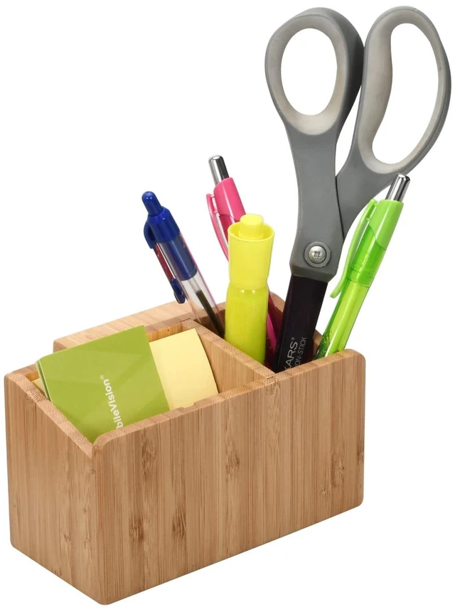 Alt view image 7 of 7 - Bamboo Caddy Add-On for Bamboo Charging Station Organizers; Compartment and cubby space fits pens, keys, and other small stationary items