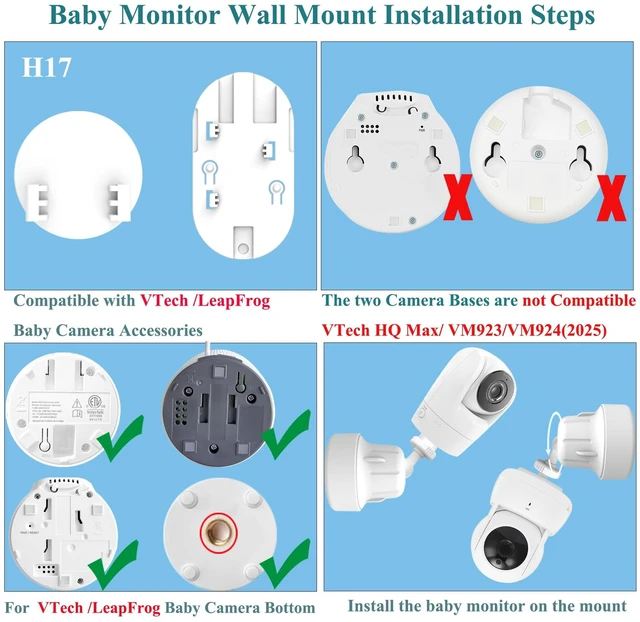Alt view image 3 of 7 - Adjustable Baby Monitor Wall Mount Stand Holder Compatible with VTech VM924/ 901/928HD/5263/5755 /5764HD /7764HD/5766/5263/BM5254/ Leapfrog LF920HD/RM7768HD/LF815HD/LF1726FHD /LF2413 Camera