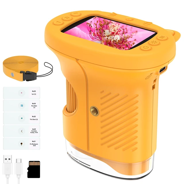 Main image of Kids Handheld Digital Microscope 1000X: Science Gift Kit STEM Toy Ages 5-13 8GB SD Card for Photo/video, Rechargeable, 2.4" Screen, 8 LEDs, Portable Magnifying Glass Pocket Miniscope for Girls Boys