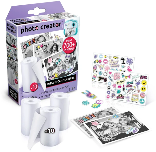 Main image of Photo_Creator Instant Print Camera Refill set- includes 10 rolls of white thermal paper and 2 sticker sheets