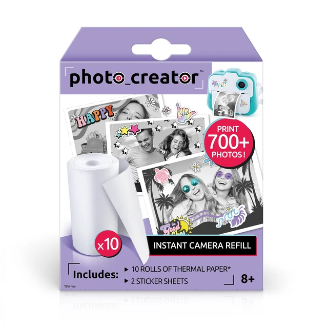 Alt view image 2 of 7 - Photo_Creator Instant Print Camera Refill set- includes 10 rolls of white thermal paper and 2 sticker sheets