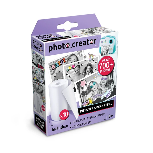 Alt view image 3 of 7 - Photo_Creator Instant Print Camera Refill set- includes 10 rolls of white thermal paper and 2 sticker sheets