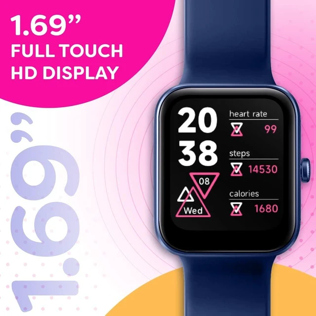Alt view image 2 of 7 - Go VeryFit 1.69" Smart Watch - Heart Rate Blood Oxygen Saturation Sleep Monitor - Step Counter Pedometer - 5ATM Exercise Activity Fitness Tracker Watches for Men Women (Blue)