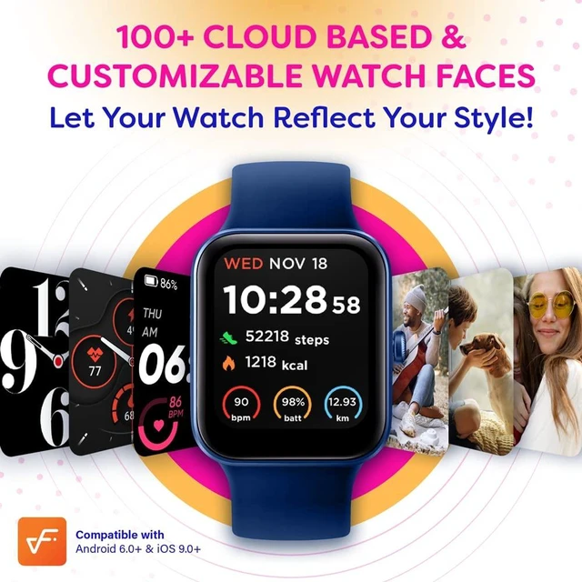 Alt view image 7 of 7 - Go VeryFit 1.69" Smart Watch - Heart Rate Blood Oxygen Saturation Sleep Monitor - Step Counter Pedometer - 5ATM Exercise Activity Fitness Tracker Watches for Men Women (Blue)