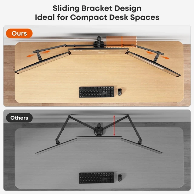 Alt view image 2 of 7 - Quad Monitor Mount for up to 4 x 32, Sliding Design, Holds up to 19.8lbs Stable Aluminum Base, Holds up to 44lbs, Fully Adjustable, Quick Release VESA Plate, Clamp & Grommet
