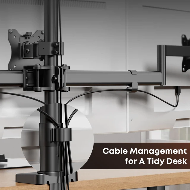 Alt view image 7 of 7 - Quad Monitor Mount for up to 4 x 32, Sliding Design, Holds up to 19.8lbs Stable Aluminum Base, Holds up to 44lbs, Fully Adjustable, Quick Release VESA Plate, Clamp & Grommet