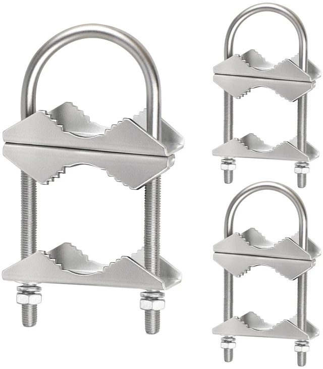 Main image of Double Antenna Mast Clamp - 3 PCS Antenna Pole Mount Bracket V Jaw Block with U Bolts,Heavy Duty Mast Mount Bracket Kit