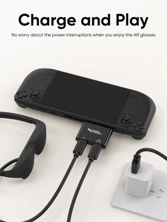 Alt view image 2 of 7 - USB C to AR Glasses with Charging Adapter,4K@60Hz/1080P@120Hz Charge and Play, 100W Fast Charging Compatible with Steam Deck/ROG Ally/Phone15/16/Viture/Rokid/Xreal AR Glasses