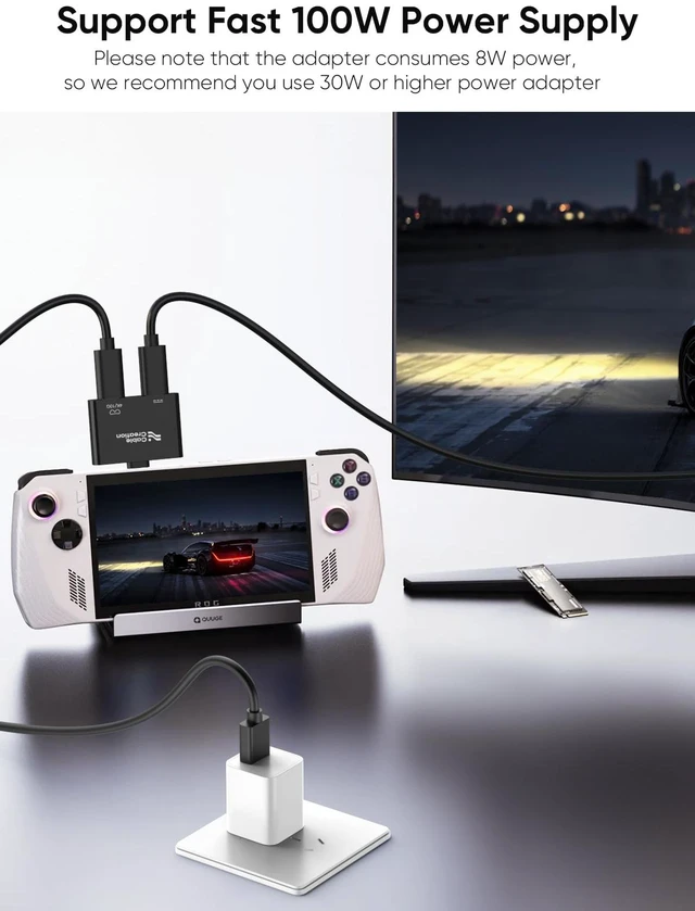 Alt view image 3 of 7 - USB C to AR Glasses with Charging Adapter,4K@60Hz/1080P@120Hz Charge and Play, 100W Fast Charging Compatible with Steam Deck/ROG Ally/Phone15/16/Viture/Rokid/Xreal AR Glasses