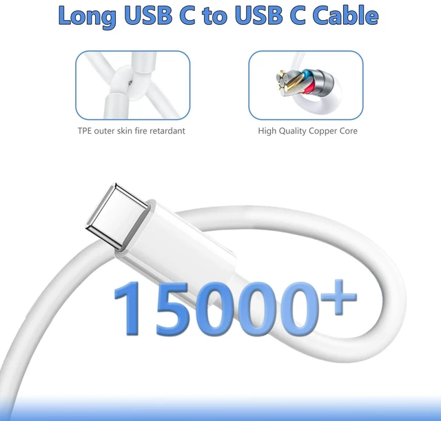 Alt view image 4 of 7 - 10FT Phone 17 16 15 Charger for Apple Fast Charging, 1Pack 20W Type C Fast Charger Block with Long USB C to C Charger Cable Cord for Phone 17 Pro Max/16 Pro/16 Plus/15/15 Pro max