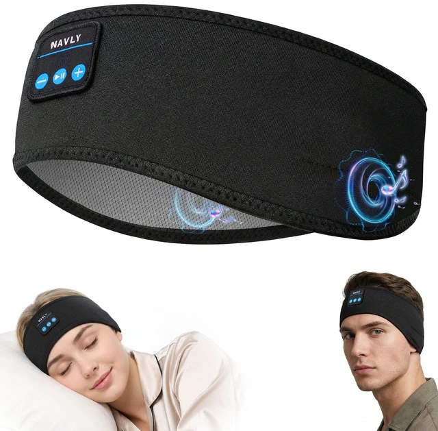 Main image of Sleep Headphones 3-in-1 Wireless Side Sleeper Bluetooth 5.4 Black Washable, ultra-thin speakers minimize pressure for side sleepers, workouts, yoga. Breathable & comfortable