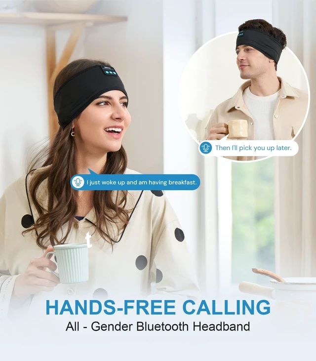 Alt view image 6 of 7 - Sleep Headphones 3-in-1 Wireless Side Sleeper Bluetooth 5.4 Black Washable, ultra-thin speakers minimize pressure for side sleepers, workouts, yoga. Breathable & comfortable