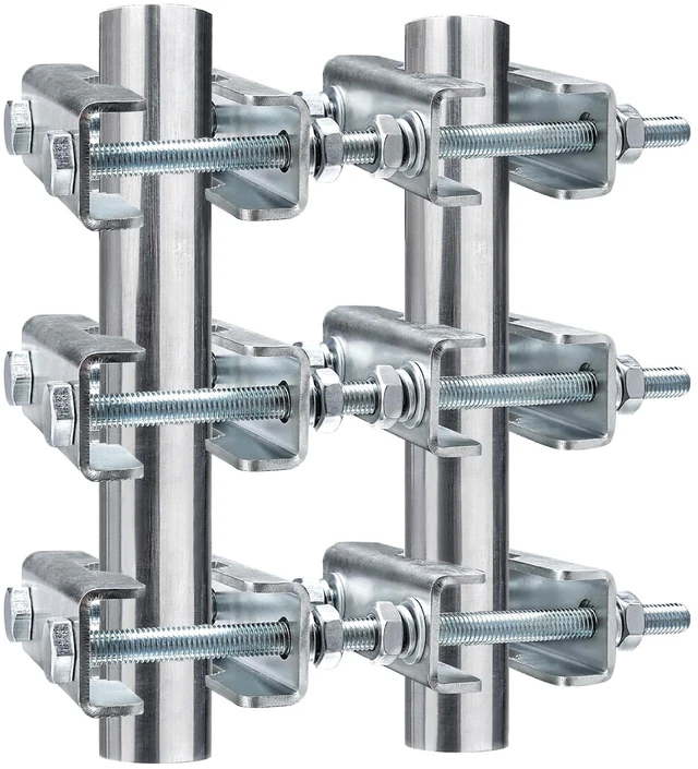 Main image of 3 Sets Antenna Mast to Mast Clamp Bracket Kit with V Jaw Blocks for 1"-2.5" OD Poles, Heavy Duty Mounting Hardware for Ham TV Network Antennas, Security Cameras, Weather Station