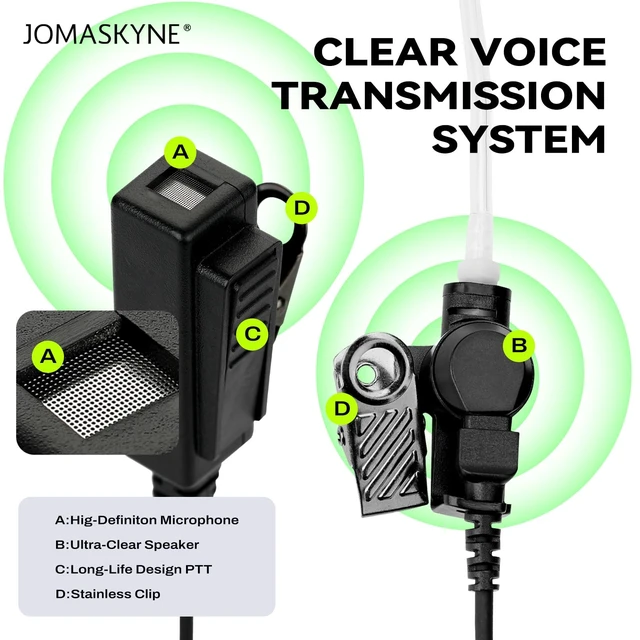 Alt view image 4 of 6 - Surveillance Radio Earpiece for Motorola CP200D CLS1410 R2 Also Fits CP200 CP185 CLS1110 CLS1410 2Pin Walkie Talkie Hidden Collar Routing Sleeve Mic Design Covert Acoustic Tube Headset