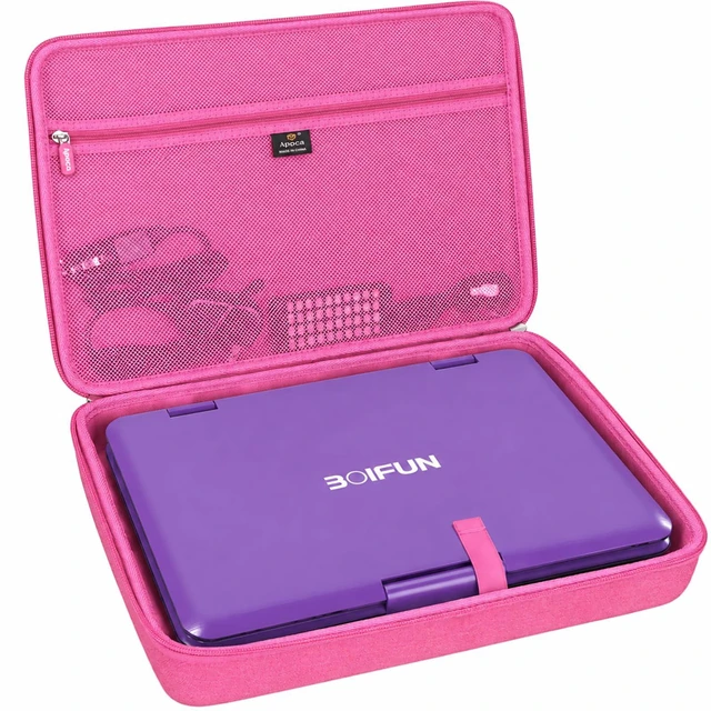 Main image of Case for Boifun 17.5" / pofoto 17.5" / DBPOWER 17.9" DVD Player -Red Carrying Case, fit PJGCWB 17.9" 16.9" DVD Player, Zippered Mesh Pocket Stores Remote Control, Charger, AV Cable