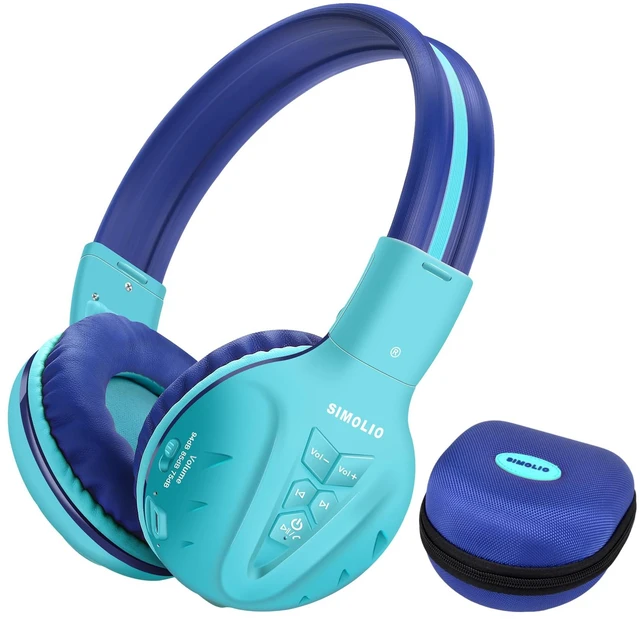 Main image of Kids Wireless Headphones, 3 Level Safe Volume, Bluetooth 6.0 w/Mic Toddler Headphones with 3.5mm Cord & Share Port, 30H Playtime, Foldable w/ Case for Travel iPad PC, Adjustable & Durable