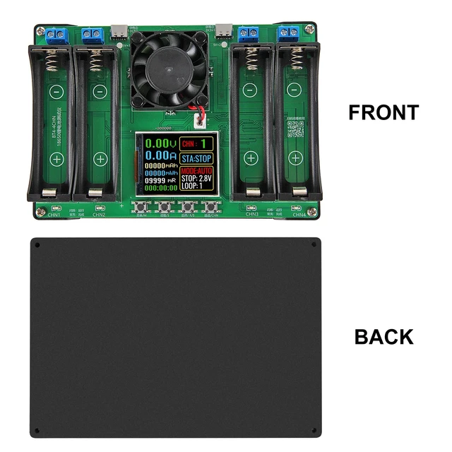 Alt view image 2 of 7 - 2Pcs 4-Channel 18650 Battery Capacity Tester, Automatic Charge Discharge Module with Internal Resistance Test for Flat Top Batteries, Type-C Powered Lithium Battery Analyzer
