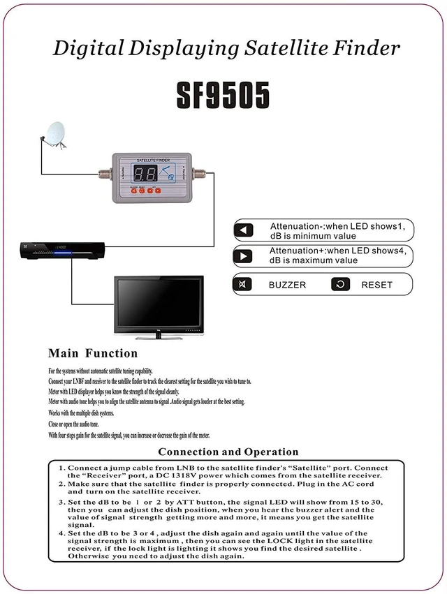 Alt view image 5 of 7 - Digital Satellite Finder for Dish DirectTV FTA, Signal Meter Support 950-2150MHz Ku-Band, Audio Tone & LED Indicators for Easy Alignment, Bulit-in Compass