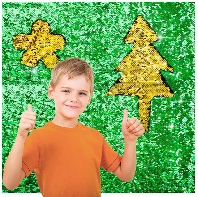 Main image of 36×49 in Sequin Fabric Sensory Wall Panel for Kids, Sensory Room Must Haves 0.2in Reversible Flip Sequin Fabric Wall, Laser Cut Edge, Fidgeting Activity Classroom Home Tactile Training, Green