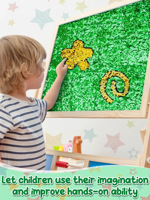 Alt view image 4 of 7 - 36×49 in Sequin Fabric Sensory Wall Panel for Kids, Sensory Room Must Haves 0.2in Reversible Flip Sequin Fabric Wall, Laser Cut Edge, Fidgeting Activity Classroom Home Tactile Training, Green