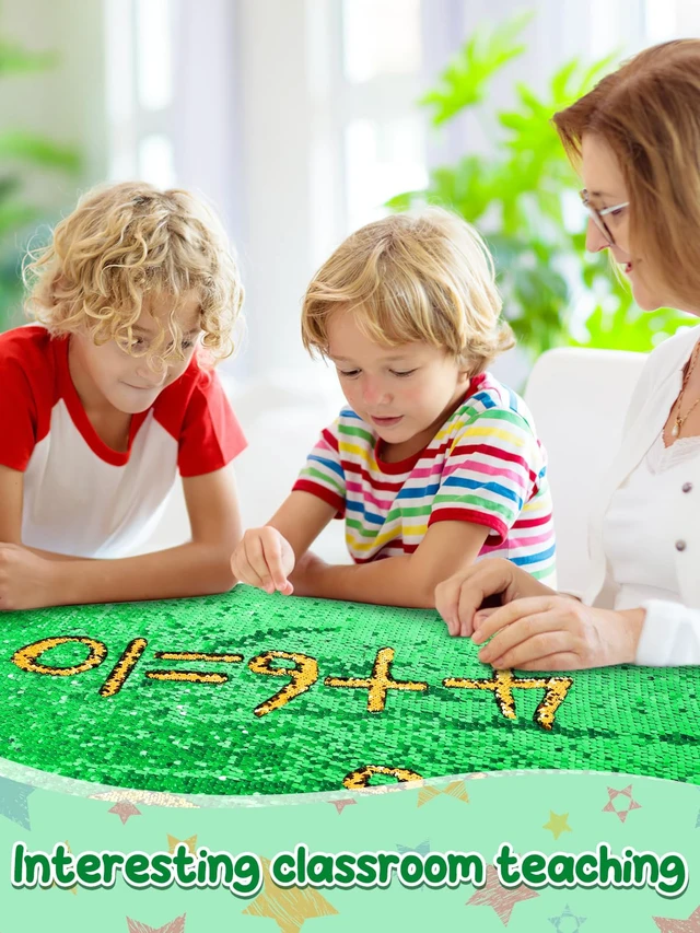 Alt view image 5 of 7 - 36×49 in Sequin Fabric Sensory Wall Panel for Kids, Sensory Room Must Haves 0.2in Reversible Flip Sequin Fabric Wall, Laser Cut Edge, Fidgeting Activity Classroom Home Tactile Training, Green