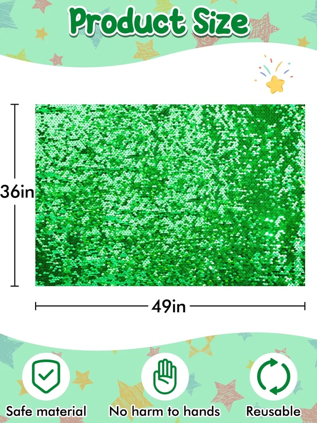 Alt view image 6 of 7 - 36×49 in Sequin Fabric Sensory Wall Panel for Kids, Sensory Room Must Haves 0.2in Reversible Flip Sequin Fabric Wall, Laser Cut Edge, Fidgeting Activity Classroom Home Tactile Training, Green