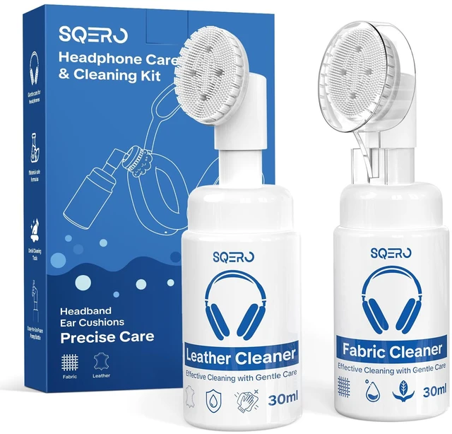 Main image of Headphone Cleaner Kit for AirPods Max Cleaning Ear Cushions & Headband, Includes Leather Fabric Solution, Brushes, Eliminates Odors & Stains, Safe and Gentle Formula