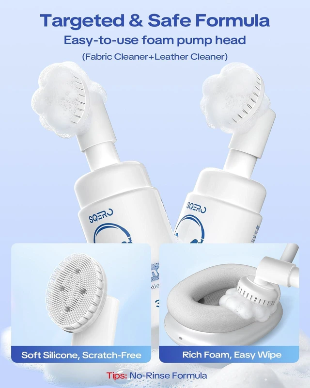 Alt view image 2 of 7 - Headphone Cleaner Kit for AirPods Max Cleaning Ear Cushions & Headband, Includes Leather Fabric Solution, Brushes, Eliminates Odors & Stains, Safe and Gentle Formula