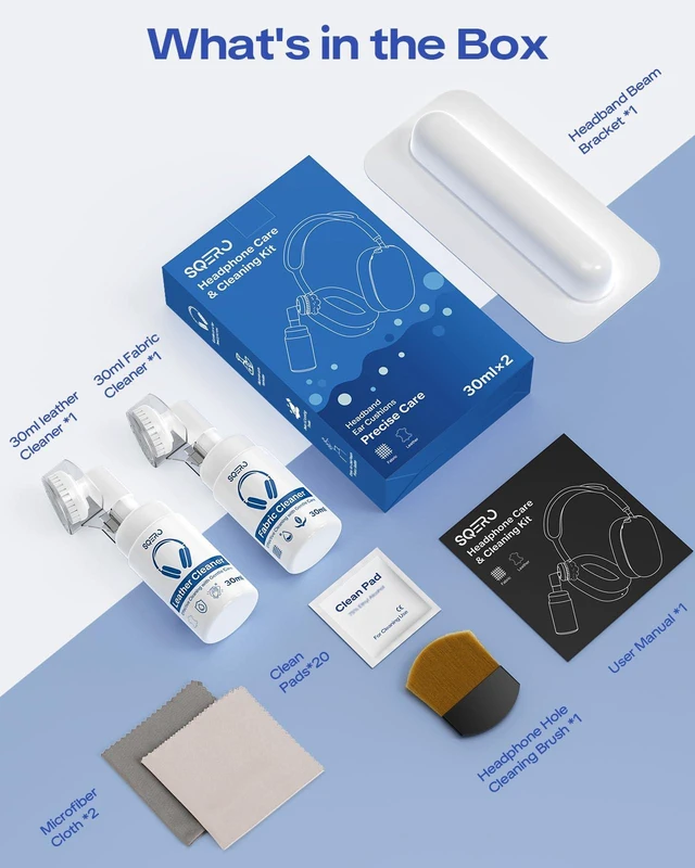 Alt view image 7 of 7 - Headphone Cleaner Kit for AirPods Max Cleaning Ear Cushions & Headband, Includes Leather Fabric Solution, Brushes, Eliminates Odors & Stains, Safe and Gentle Formula