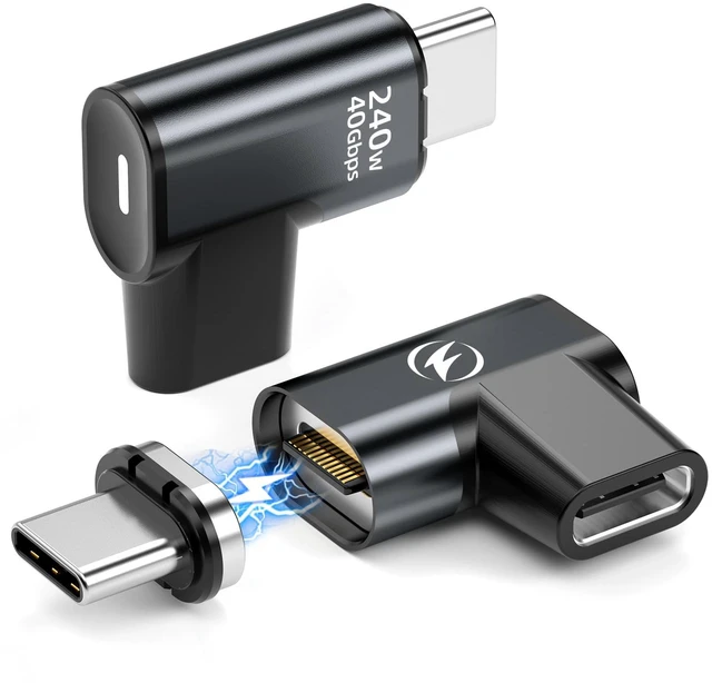 Main image of USB C Magnetic Adapter 240W 2 Pack, Magnetic USB C Adapter 24 Pin Right with 40Gbps 8K 60Hz Video for iPhone 17 Series, Thundebolt 3/4, MacBook Pro/Air and More Type C Devices