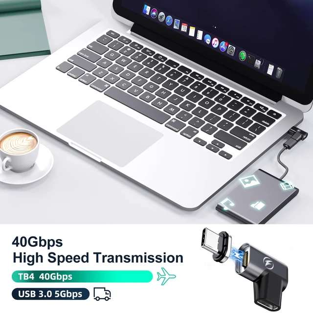 Alt view image 2 of 6 - USB C Magnetic Adapter 240W 2 Pack, Magnetic USB C Adapter 24 Pin Right with 40Gbps 8K 60Hz Video for iPhone 17 Series, Thundebolt 3/4, MacBook Pro/Air and More Type C Devices