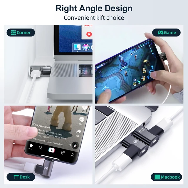 Alt view image 4 of 6 - USB C Magnetic Adapter 240W 2 Pack, Magnetic USB C Adapter 24 Pin Right with 40Gbps 8K 60Hz Video for iPhone 17 Series, Thundebolt 3/4, MacBook Pro/Air and More Type C Devices