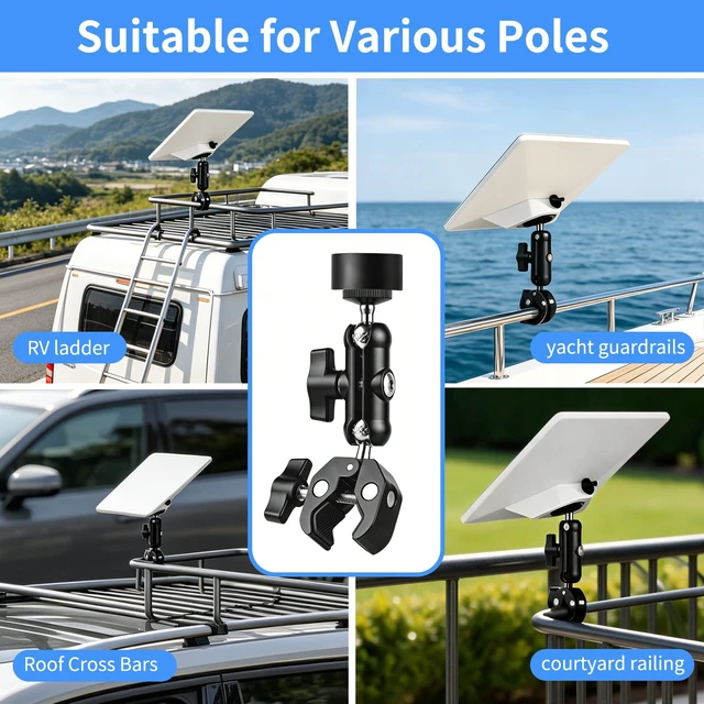 Alt view image 4 of 5 - 2026/2025 Starlink Mini Clamp Mount,starlink Mount for rv Starlink Mini Clamp Mount, Aluminum RV Yacht Pole, Compatible with 2025 New & Old Version, for Outdoor Camping RV