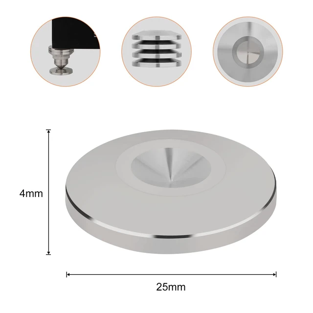 Alt view image 2 of 7 - Stainless Steel Audio Speaker Pads Mats,4Pcs for HiFi System Speaker Isolation Feet,No Holes in the Center, Cone Shock Floor Protector Base, For HiFi Turntable Subwoofer Loudspeaker