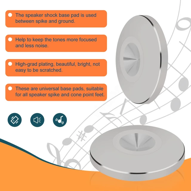 Alt view image 3 of 7 - Stainless Steel Audio Speaker Pads Mats,4Pcs for HiFi System Speaker Isolation Feet,No Holes in the Center, Cone Shock Floor Protector Base, For HiFi Turntable Subwoofer Loudspeaker