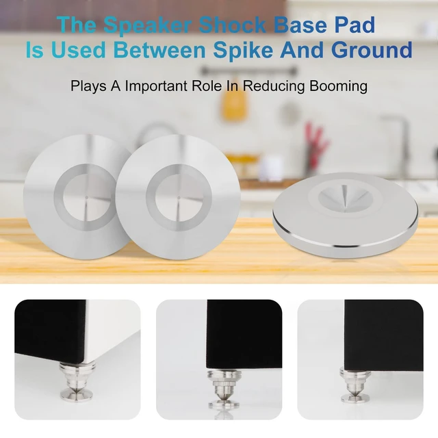 Alt view image 4 of 7 - Stainless Steel Audio Speaker Pads Mats,4Pcs for HiFi System Speaker Isolation Feet,No Holes in the Center, Cone Shock Floor Protector Base, For HiFi Turntable Subwoofer Loudspeaker