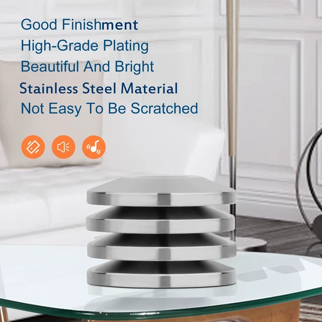 Alt view image 5 of 7 - Stainless Steel Audio Speaker Pads Mats,4Pcs for HiFi System Speaker Isolation Feet,No Holes in the Center, Cone Shock Floor Protector Base, For HiFi Turntable Subwoofer Loudspeaker