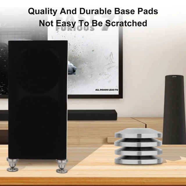 Alt view image 7 of 7 - Stainless Steel Audio Speaker Pads Mats,4Pcs for HiFi System Speaker Isolation Feet,No Holes in the Center, Cone Shock Floor Protector Base, For HiFi Turntable Subwoofer Loudspeaker