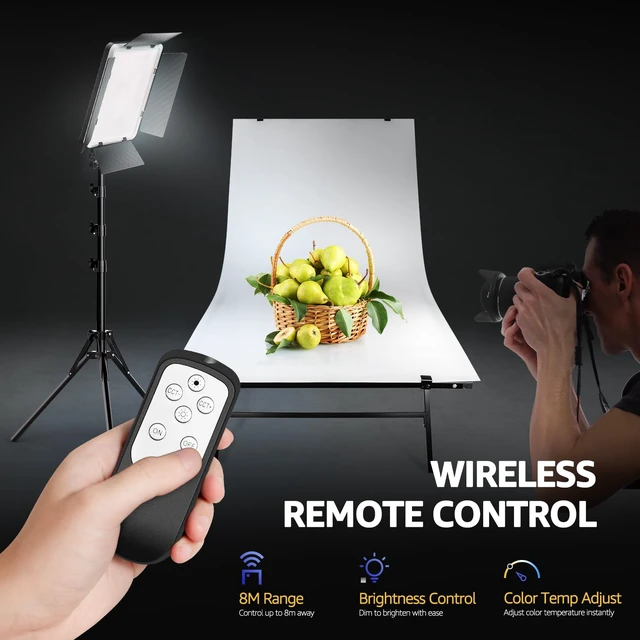 Alt view image 6 of 7 - 36W Photography Lighting, Bi-Color Studio Light, CRI 95+, Dimmable AC Adapter Powered LED Video Light Kit with Remote Control & 72 Tripod, Light for Video Recording/YouTube/TikTok/Ins
