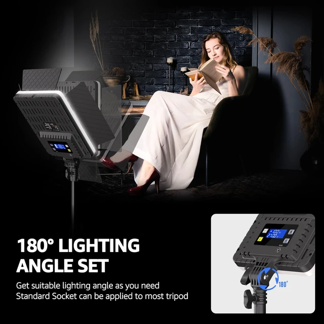 Alt view image 7 of 7 - 36W Photography Lighting, Bi-Color Studio Light, CRI 95+, Dimmable AC Adapter Powered LED Video Light Kit with Remote Control & 72 Tripod, Light for Video Recording/YouTube/TikTok/Ins