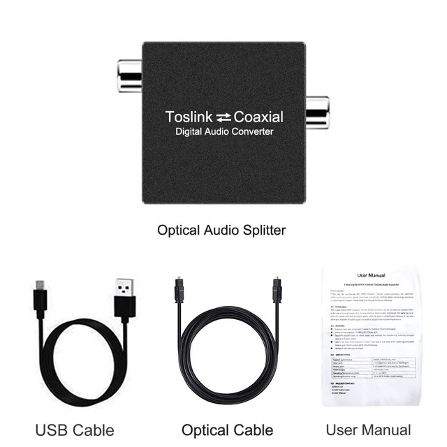Alt view image 7 of 7 - Bi-Directional Coax Digital Audio Adapter - Coax to Optical or Optical to Coaxial Converter