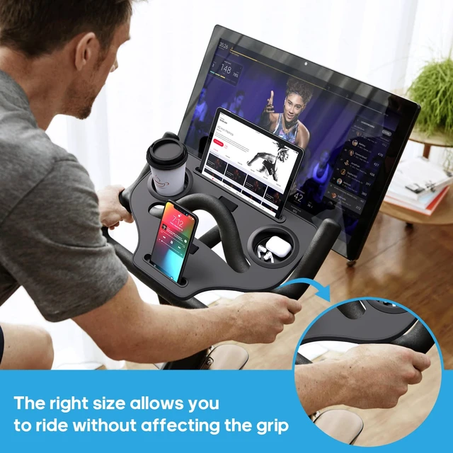 Alt view image 4 of 7 - Desk Attachment for Peloton Bike (NOT Bike+) Tray Holder for Phone, Cup, Tablet, Ergonomic Platform Tray Accessories for Peloton Spin Bikes