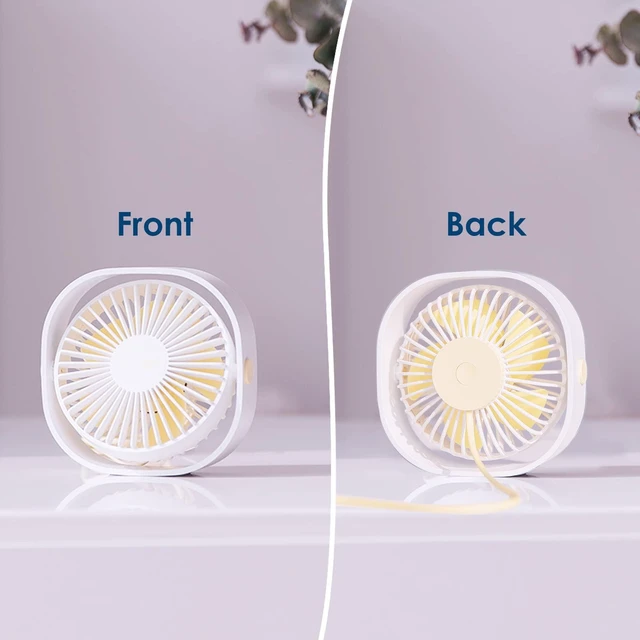 Alt view image 6 of 7 - Small USB Fan Small Quiet Portable USB Powered ONLY (No Battery), Cooling 3 Speed Setting 360° Adjustable Swivel Desktop Personal Fan for Home Office Bedroom Outdoor Travel Summer (White)