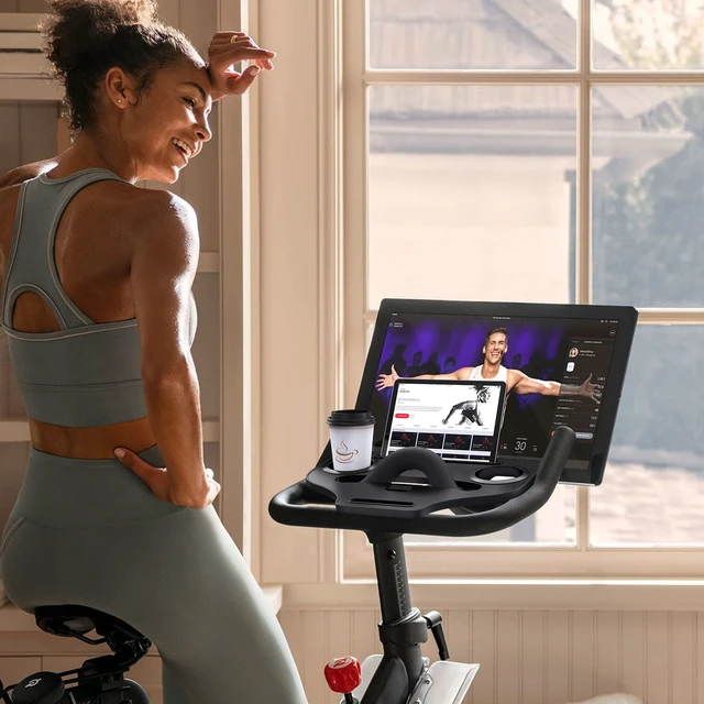 Alt view image 6 of 7 - Desk Attachment for Peloton Bike (NOT Bike+) Tray Holder for Phone, Cup, Tablet, Ergonomic Platform Tray Accessories for Peloton Spin Bikes