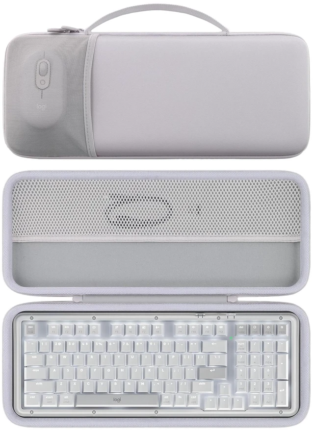 Main image of for Logitech Alto Keys K98M Keyboard Carry Case, White Travel Protective Storage Case with Mesh Pocket for POP Mouse and Accessories, Travel Storage, Carrying Handle