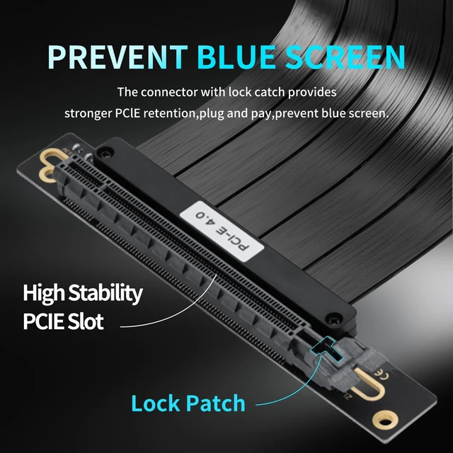 Alt view image 5 of 7 - PCIe 4.0 Riser Cable 200mm - RTX 4090/4080/RX 7900 XT Compatible, 90¡ã Right Angle High Speed GPU Extension Cable, Vertical Mount Gaming Graphics Card Extender with EMI Shielding