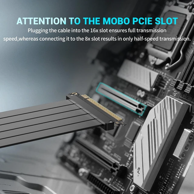 Alt view image 7 of 7 - PCIe 4.0 Riser Cable 200mm - RTX 4090/4080/RX 7900 XT Compatible, 90¡ã Right Angle High Speed GPU Extension Cable, Vertical Mount Gaming Graphics Card Extender with EMI Shielding