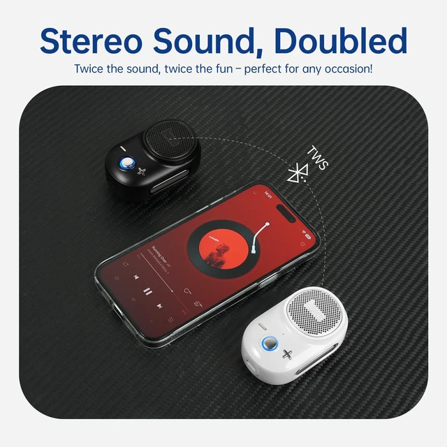Alt view image 7 of 7 - Itour-S Wearable Bluetooth Speaker, IP67 Clip-On, 10H Playtime,White Waterproof, Dustproof, Travel, Work, Golf, Gift Idea & Outdoor Audio